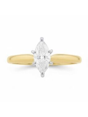 Vintage: .5 CT Marquise Diamond Solitaire Engagement Ring 𖦹 14K Gold 𖦹 Size 5